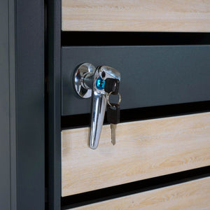 Mülltonnenbox Metall anthrazit mit Pflanzkasten. 2er Set. Holzoptik