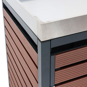 Mülltonnenbox 2er mit Pflanzkasten WPC Edelstahl Walnussoptik