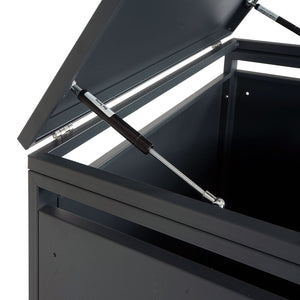 Mülltonnenbox 3er Anthrazit Dunkelbraun Metall Holzoptik