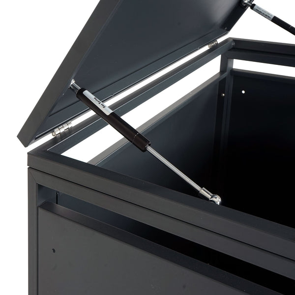 Mülltonnenbox 3er Anthrazit Dunkelbraun Metall Holzoptik