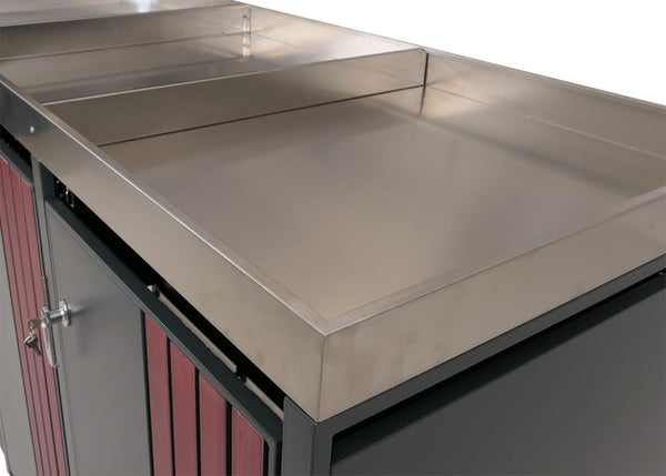 Mülltonnenbox Metall mit Pflanzkasten. anthrazit Holzoptik. 3er
