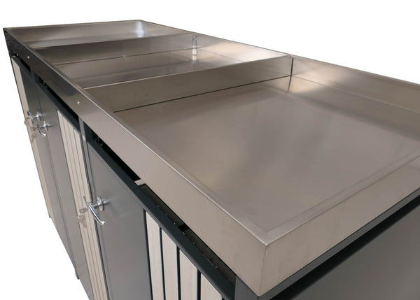 Mülltonnenbox 3er mit Pflanzkasten Metall Anthrazit Holzoptik