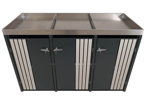 Mülltonnenbox 3er mit Pflanzkasten Metall Anthrazit Holzoptik