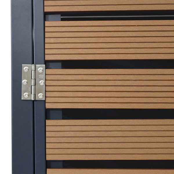 Mülltonnenbox 3er WPC Edelstahl mit Pflanzkasten Teak-Optik