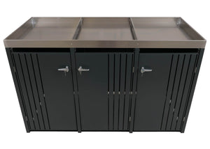 Mülltonnenbox Metall 3-fach mit Pflanzkasten. anthrazit