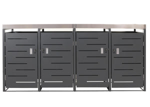 Mülltonnenbox mit Pflanzkasten, Edelstahl & Metall, 4er, erweiterbar
