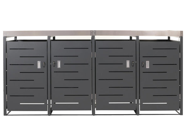 Mülltonnenbox mit Pflanzkasten, Edelstahl & Metall, 4er, erweiterbar