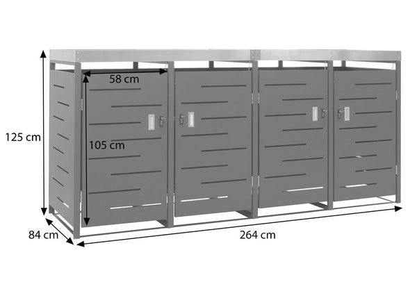 Mülltonnenbox mit Pflanzkasten, Edelstahl & Metall, 4er, erweiterbar