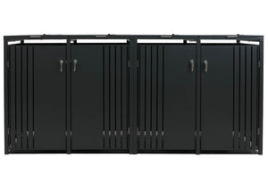 Mülltonnenbox Metall 4er, anthrazit, mit Deckel, 122x264x84cm