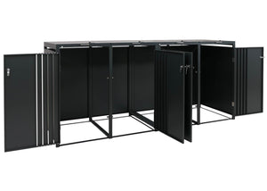 Mülltonnenbox Metall 4er, anthrazit, mit Deckel, 122x264x84cm