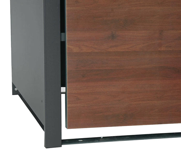 Mülltonnenbox 4er Metall anthrazit Kirsche-Holzoptik erweiterbar