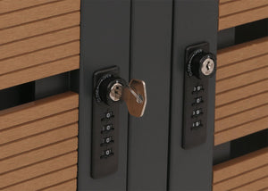 Mülltonnenbox 4er aus WPC & Edelstahl mit Pflanzkasten Teak-Optik