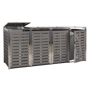 Mülltonnenbox für 4 Tonnen, WPC & Edelstahl, anthrazit, 120x264x85cm