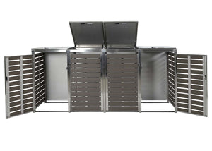 Mülltonnenbox für 4 Tonnen, WPC & Edelstahl, anthrazit, 120x264x85cm
