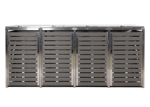Mülltonnenbox für 4 Tonnen, WPC & Edelstahl, anthrazit, 120x264x85cm