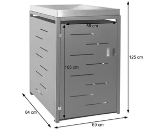 Mülltonnenbox Edelstahl mit Pflanzkasten. erweiterbar. 125x69x84cm