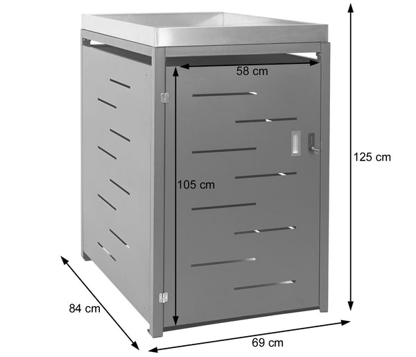 Mülltonnenbox Edelstahl mit Pflanzkasten. erweiterbar. 125x69x84cm