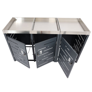 Mülltonnenbox Edelstahl mit Pflanzkasten. erweiterbar. 3er Set
