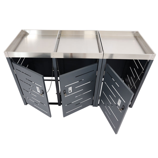 Mülltonnenbox Edelstahl mit Pflanzkasten. erweiterbar. 3er Set