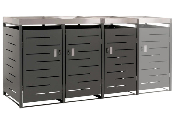 Mülltonnenbox Edelstahl mit Pflanzkasten. 3er Set erweiterbar