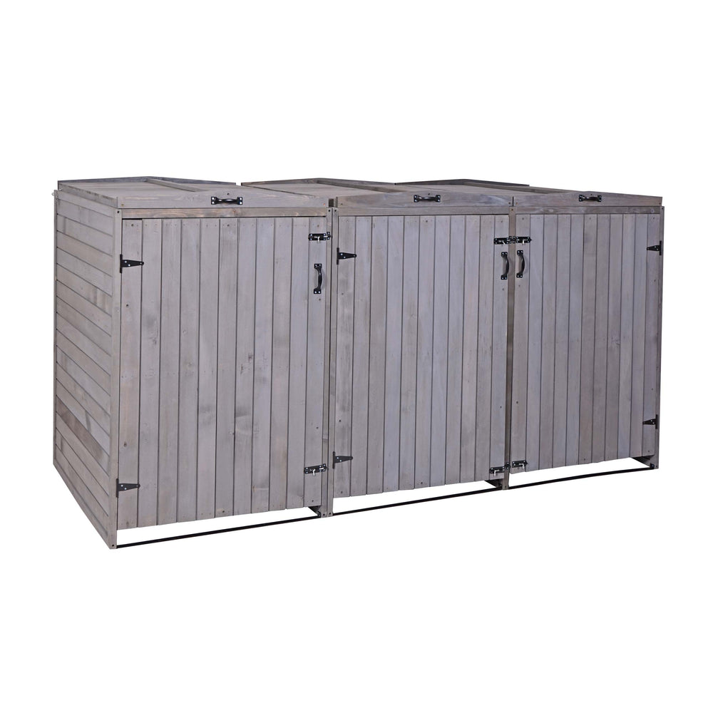 Grosse Mülltonnenbox aus Holz, anthrazit-grau, erweiterbar
