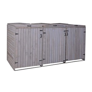 Grosse Mülltonnenbox aus Holz, anthrazit-grau, erweiterbar