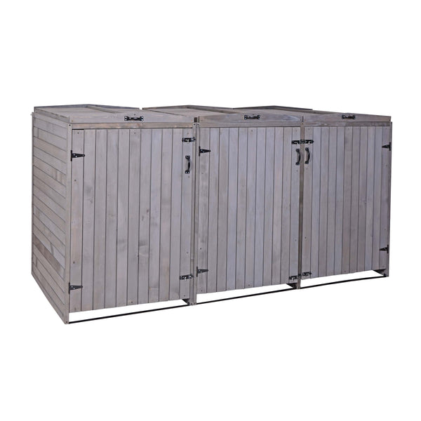 Grosse Mülltonnenbox aus Holz, anthrazit-grau, erweiterbar
