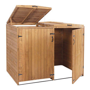 Grosse erweiterbare Mülltonnenbox aus Holz, braun, für 2-4 Tonnen