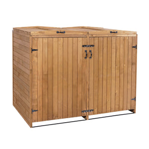 Grosse erweiterbare Mülltonnenbox aus Holz, braun, für 2-4 Tonnen