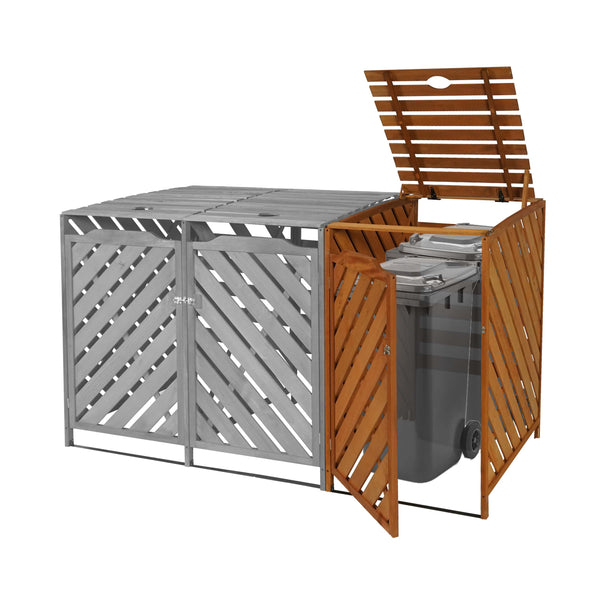 Mülltonnenbox XL aus Holz, 120x68x98cm, braun, erweiterbar
