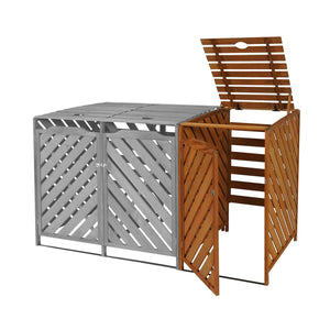 Mülltonnenbox XL aus Holz, 120x68x98cm, braun, erweiterbar