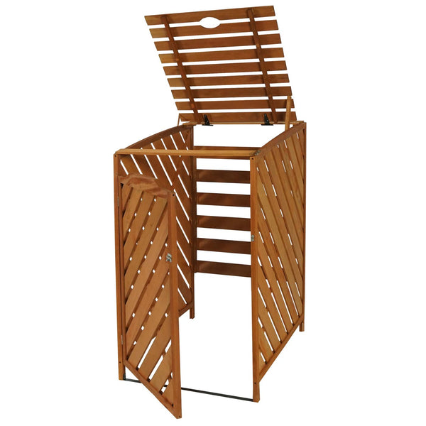 Mülltonnenbox XL aus Holz, 120x68x98cm, braun, erweiterbar