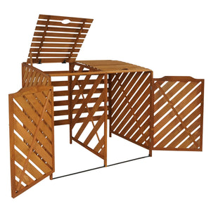 Mülltonnenbox Holz XL Braun, erweiterbar für 2/4 Tonnen, 121x133x98cm