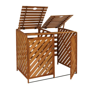 Mülltonnenbox Holz XL Braun, erweiterbar für 2/4 Tonnen, 121x133x98cm