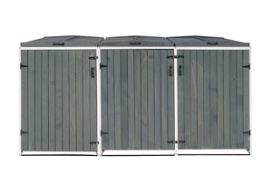 Grosse Mülltonnenbox aus Holz, erweiterbar, grau-weiss 126x238x98cm