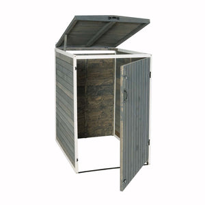 Mülltonnenbox XL für 1-2 Tonnen aus Holz, grau-weiss, erweiterbar