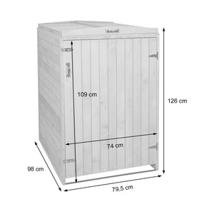 Mülltonnenbox XL für 1-2 Tonnen aus Holz, grau-weiss, erweiterbar