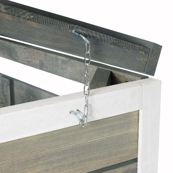 Mülltonnenbox XL für 1-2 Tonnen aus Holz, grau-weiss, erweiterbar