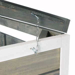 Mülltonnenbox Holz grau-weiss, 2/4 Tonnen, erweiterbar, XL