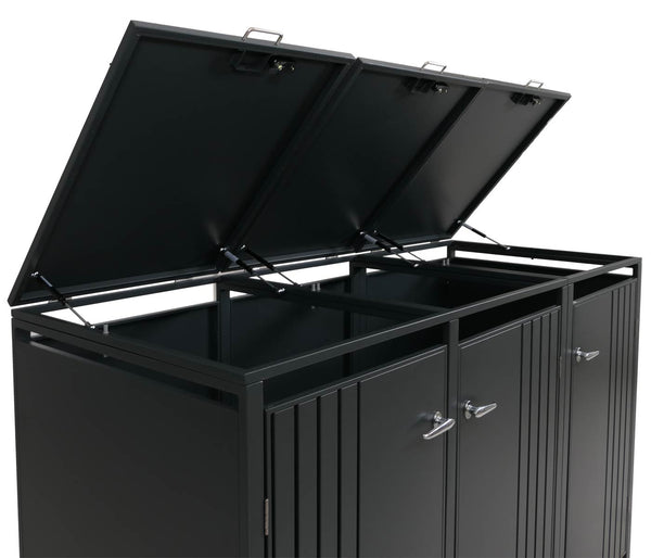 Mülltonnenbox aus Metall für 3 Tonnen. anthrazit. abschliessbar