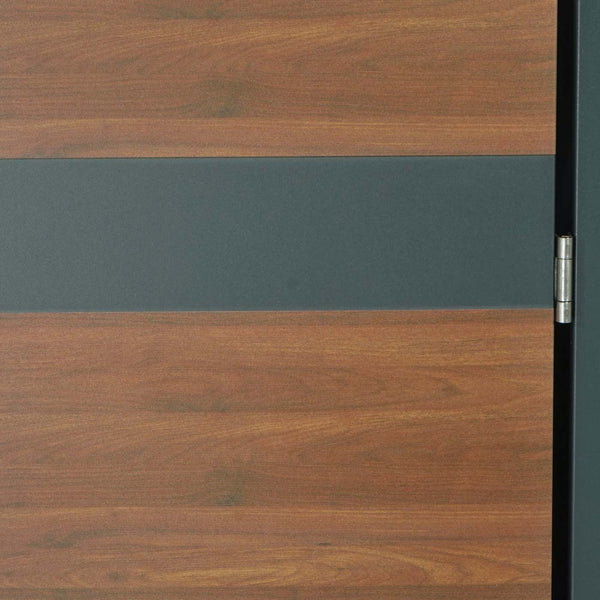 Mülltonnenbox Metall anthrazit dunkelbraun Holzoptik. erweiterbar