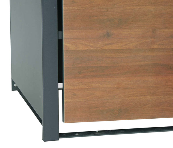 Mülltonnenbox Metall anthrazit dunkelbraun Holzoptik. erweiterbar