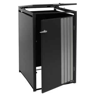 Mülltonnenbox Metall anthrazit mit Deckel und Edelstahl 122x68x84cm