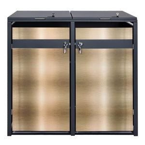 Mülltonnenbox aus Metall für 2 Tonnen. anthrazit-gold. erweiterbar