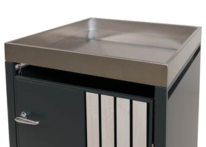 Mülltonnenbox mit Pflanzkasten anthrazit Holzoptik hell Metall