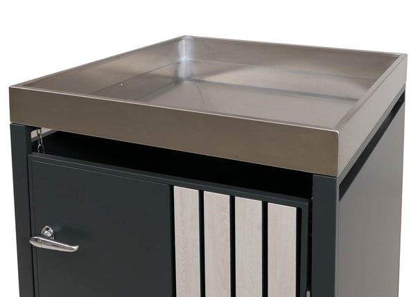 Mülltonnenbox mit Pflanzkasten anthrazit Holzoptik hell Metall