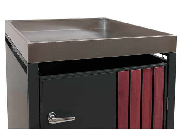 Mülltonnenbox anthrazit Holzoptik mit Pflanzkasten Metall