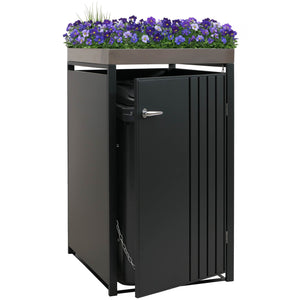 Mülltonnenbox Metall mit Pflanzkasten anthrazit 125x68x84 cm