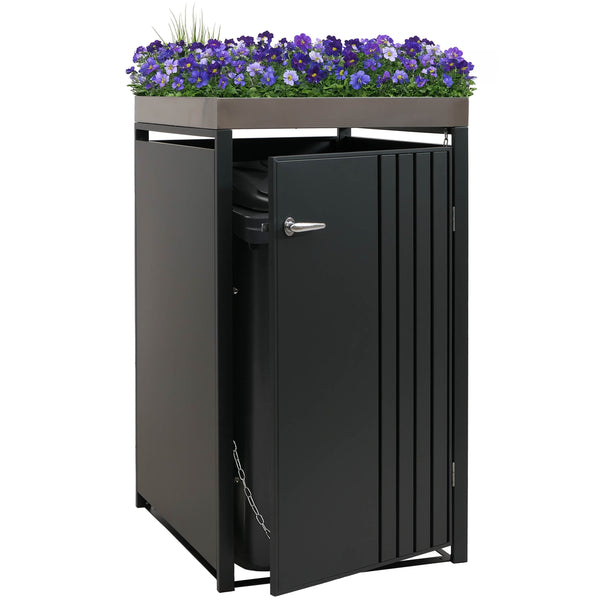 Mülltonnenbox Metall mit Pflanzkasten anthrazit 125x68x84 cm