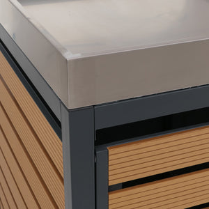 Mülltonnenbox mit Pflanzkasten. WPC & Edelstahl. Teak-Optik